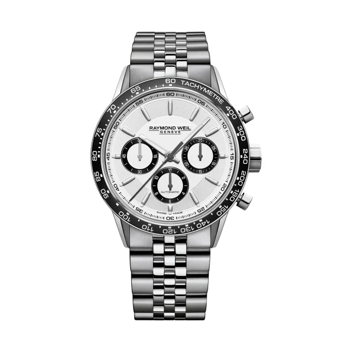 Raymond Weil Freelancer Chronograph 43mm White Dial Steel Bracelet