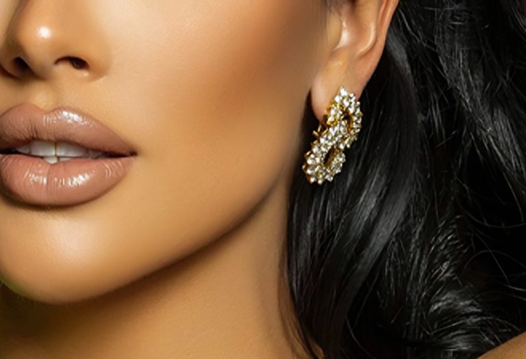 Diamond earrings with polished double rings