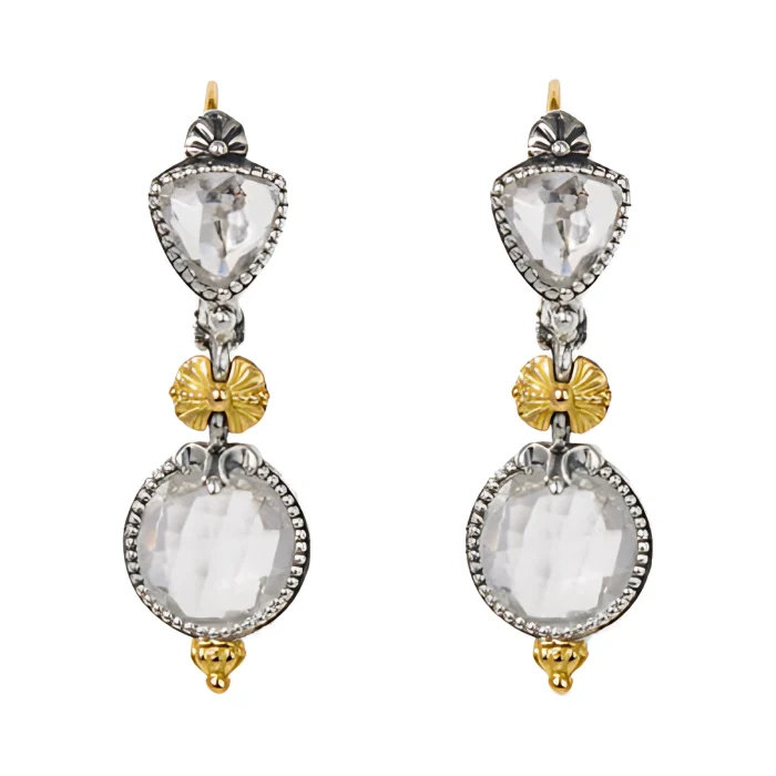 Konstantino Pythia Sterling Silver and 18k Yellow Gold Crystal Earrings